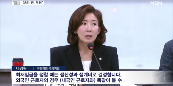 이주·인권 단체들, 나경원 의원 발언 반발 "외국인 최저임금 차등적용 반대"