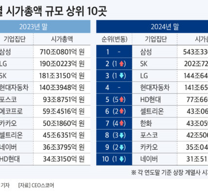 삼성전자 부진, 대기업 시총 감소 주도... SK, LG 제치고 2위 차지