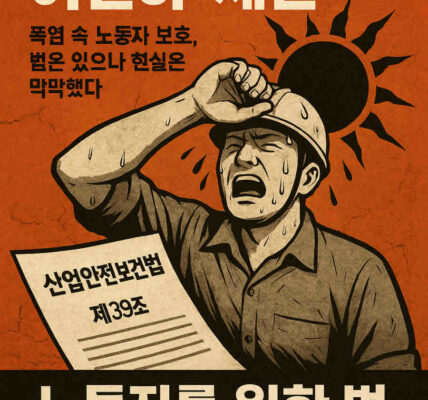 올여름, 폭염 속 노동자 보호를 위한 산업안전보건법 개정안이 시행됐지만, 시행규칙 부재로 현장은 여전히 위험하다. 노동자들은 규제개혁위원회의 '과도한 규제' 판단을 비판하며, 생명을 지키는 실질적인 대책 마련을 강력히 촉구했다. 이미지=AI