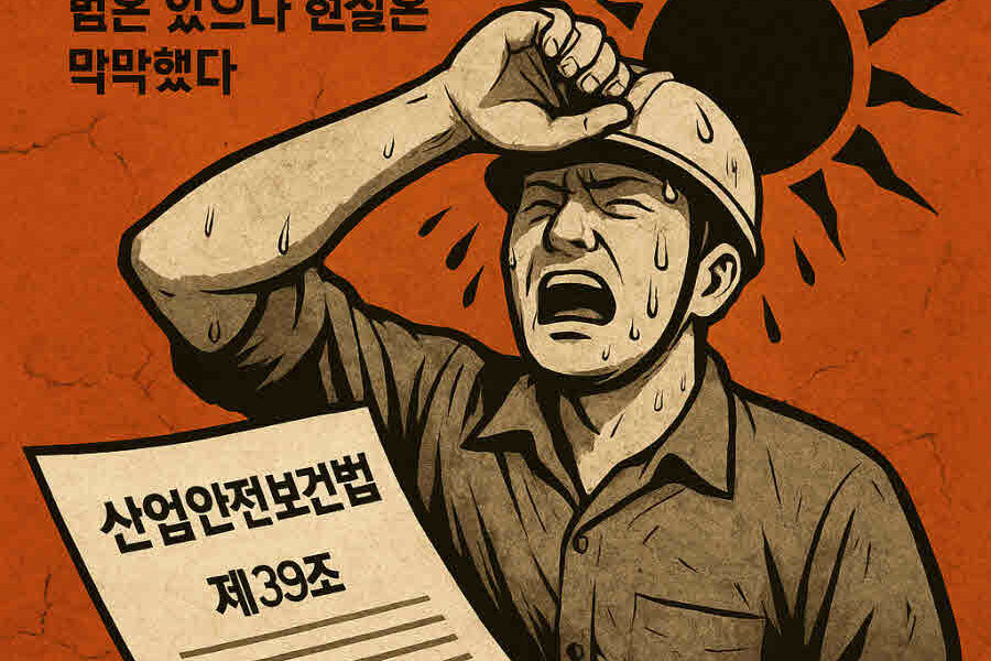 올여름, 폭염 속 노동자 보호를 위한 산업안전보건법 개정안이 시행됐지만, 시행규칙 부재로 현장은 여전히 위험하다. 노동자들은 규제개혁위원회의 '과도한 규제' 판단을 비판하며, 생명을 지키는 실질적인 대책 마련을 강력히 촉구했다. 이미지=AI