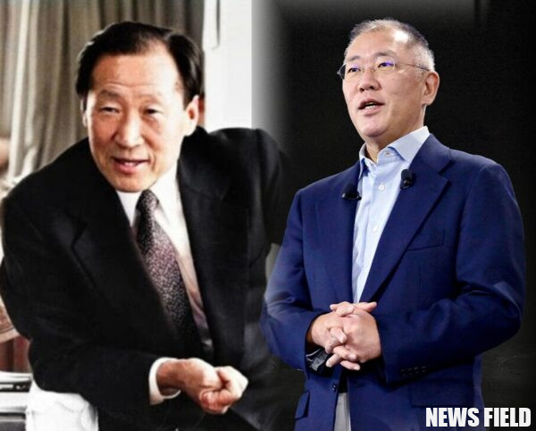 좌측: 현대차그룹의 창업주 정주영 회장. 고객을 위한 희생을 강조하며 직접 현장에서 직원들과 헌신했던 그의 경영 철학은 오늘날 현대차 성장의 밑거름이 됐다.우측: 정주영 회장의 손자이자 현 현대차그룹을 이끄는 정의선 회장. '인류를 향한 진보'를 기치로 미래 모빌리티 시대를 선도하지만, 노동자 35억 원 손해배상 판결로 기업의 사회적 책임에 대한 의문이 제기되고 있다.