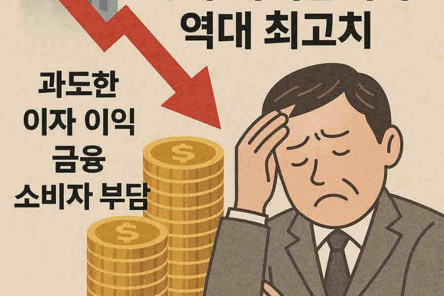한국은행 기준금리 인하에도 5대 시중은행의 가계 예대금리차가 역대 최고치를 기록하며 금융 소비자들의 이자 부담이 심화되고 있다. 이에 은행권의 과도한 이자 이익 추구에 대한 비판과 함께 금융 당국의 실효성 있는 상생금융 대책 마련이 시급하다는 지적이 나온다. 사진=쳇GPT
