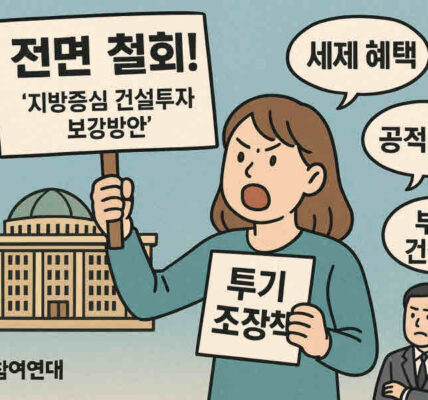 참여연대가 정부의 '지방중심 건설투자 보강방안'이 지방 소멸을 가속화할 것이라며 전면 철회를 요구했다. 해당 정책은 다주택자에게 세제 혜택을 주고 공적자금으로 부실 건설사를 지원하는 투기 조장책이라고 강하게 비판했다. 사진=쳇GPT