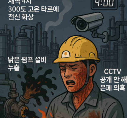 OCI 포항공장에서 20대 근로자가 새벽 4시 근무 중 화상을 입는 사고가 발생했으나, 회사는 CCTV 영상 등 구체적인 사고 경위를 밝히지 않고 있다. 이에 피해 근로자의 근무 시간과 환경에 대한 의혹과 함께 사측의 정보 은폐 의혹이 제기되고 있다. 사진=쳇GPT