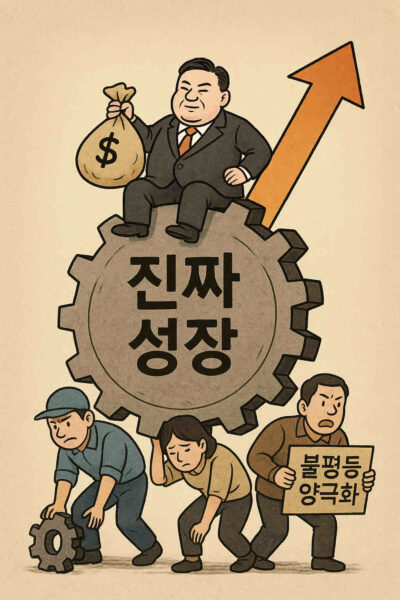 이재명 정부의 '진짜성장' 경제성장전략에 대해 민주노총은 불평등과 양극화 심화 문제를 해결하기에는 한계가 있다고 비판했다. 특히 대기업 중심의 낙수효과에 의존하고 있으며, 노동자와 시민의 삶을 개선할 진정한 성장 전략이 부재하다고 지적했다. 사진=쳇GPT