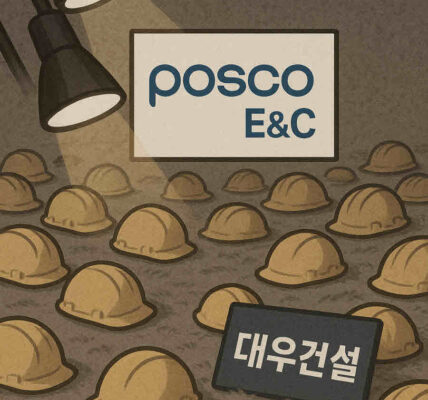 최근 3년간 산업재해 사망자 통계에서 대우건설이 12명으로 1위를 기록했으며, 상위 10대 사업장 중 7곳이 건설사였다. 반면 포스코이앤씨는 올해 들어 5건의 사망사고로 주목받았지만, 해당 통계에서는 10위권에 포함되지 않았다. 사진=쳇GPT