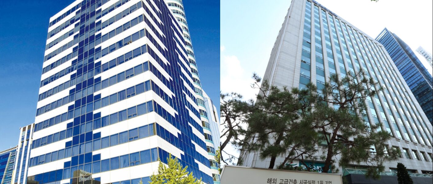 글로벌세아(왼쪽)와 쌍용건설(오른쪽) 사옥 전경