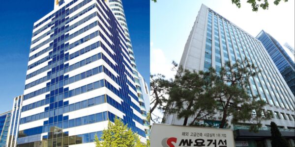 글로벌세아(왼쪽)와 쌍용건설(오른쪽) 사옥 전경