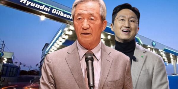 정몽준 아산재단 이사장(왼쪽)과 정기선 HD현대 수석부회장. HD현대오일뱅크 최대주주인 HD현대(주)의 지분·경영 정점에 있는 오너 일가로, 7조 원대 차입 부담과 무보증 사채 발행 리스크의 최종 책임 주체로 지목된다.