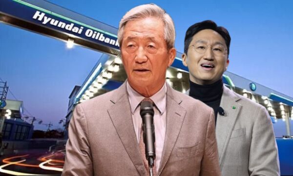 정몽준 아산재단 이사장(왼쪽)과 정기선 HD현대 수석부회장.HD현대오일뱅크 최대주주인 HD현대(주)의 지분·경영 정점에 있는 오너 일가로, 7조 원대 차입 부담과 무보증 사채 발행 리스크의 최종 책임 주체로 지목된다.