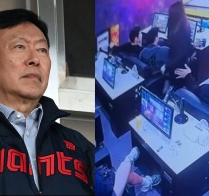 (왼) 신동빈 롯데그룹 회장이 부산 사직야구장에서 롯데 자이언츠 유니폼을 착용한 채 선수단을 격려하고 있다. 신 회장은 롯데 자이언츠의 구단주로서 구단 운영 전반을 총괄하고 있다. (오) 한국의 온라인 커뮤니티를 통해 공개된 롯데 선수들의 모습이 담긴 CCTV 영상.