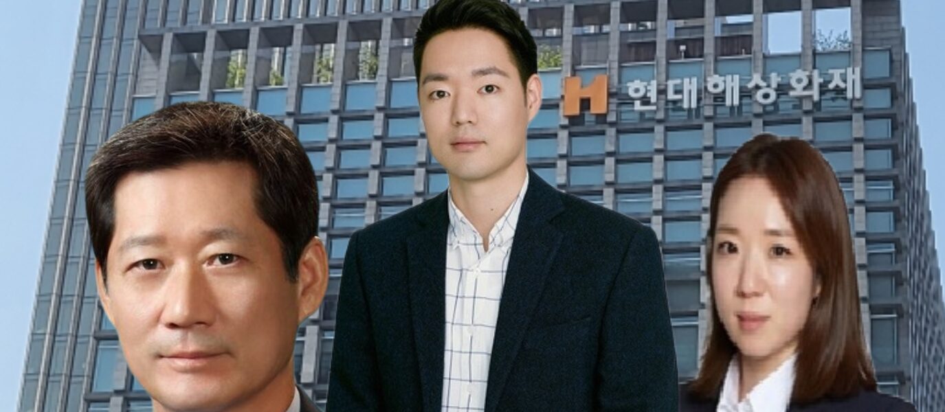 현대해상 오너 일가, 정몽윤 회장(왼쪽), 장남 정경선 CSO 부사장(가운데), 장녀 정정이 현대하임자산운용 부대표(오른쪽). 디지털·ESG 전략을 앞세운 정경선 부사장의 경영 실험이 실적 부진과 오너 리스크 논란으로 이어지고 있다.
