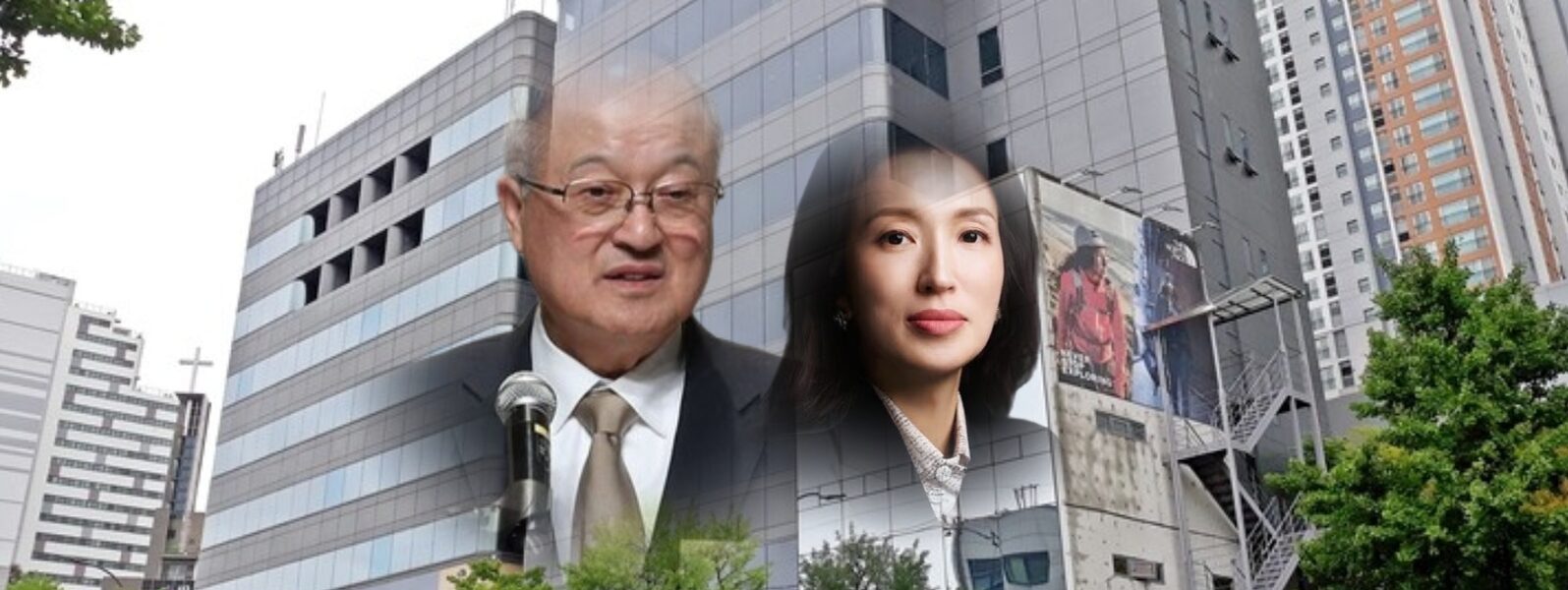 지정자료 허위 제출 의혹이 제기된 2021~2023년 사이, 래이앤코 주소(서울 중구 만리재로 161, 3층)는 현재도 동일하다. 성래은 부회장(오른쪽)이 대표를 맡은 영원무역홀딩스(중구 만리재로 159)와 성기학 회장(왼쪽)이 대표인 영원무역 본사 건물과 맞닿아 있는 모습.