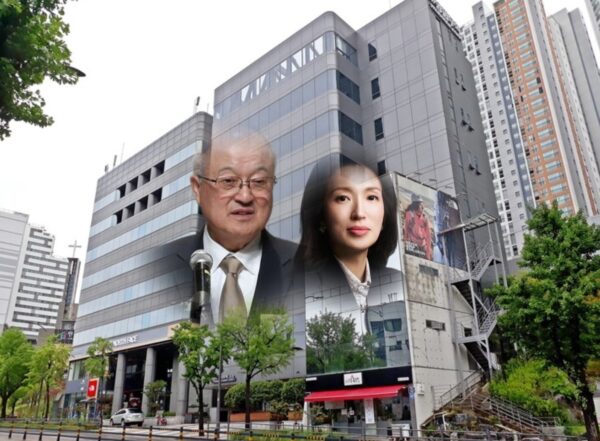 지정자료 허위 제출 의혹이 제기된 2021~2023년 사이, 래이앤코 주소(서울 중구 만리재로 161, 3층)는 현재도 동일하다. 성래은 부회장(오른쪽)이 대표를 맡은 영원무역홀딩스(중구 만리재로 159)와 성기학 회장(왼쪽)이 대표인 영원무역 본사 건물과 맞닿아 있는 모습.