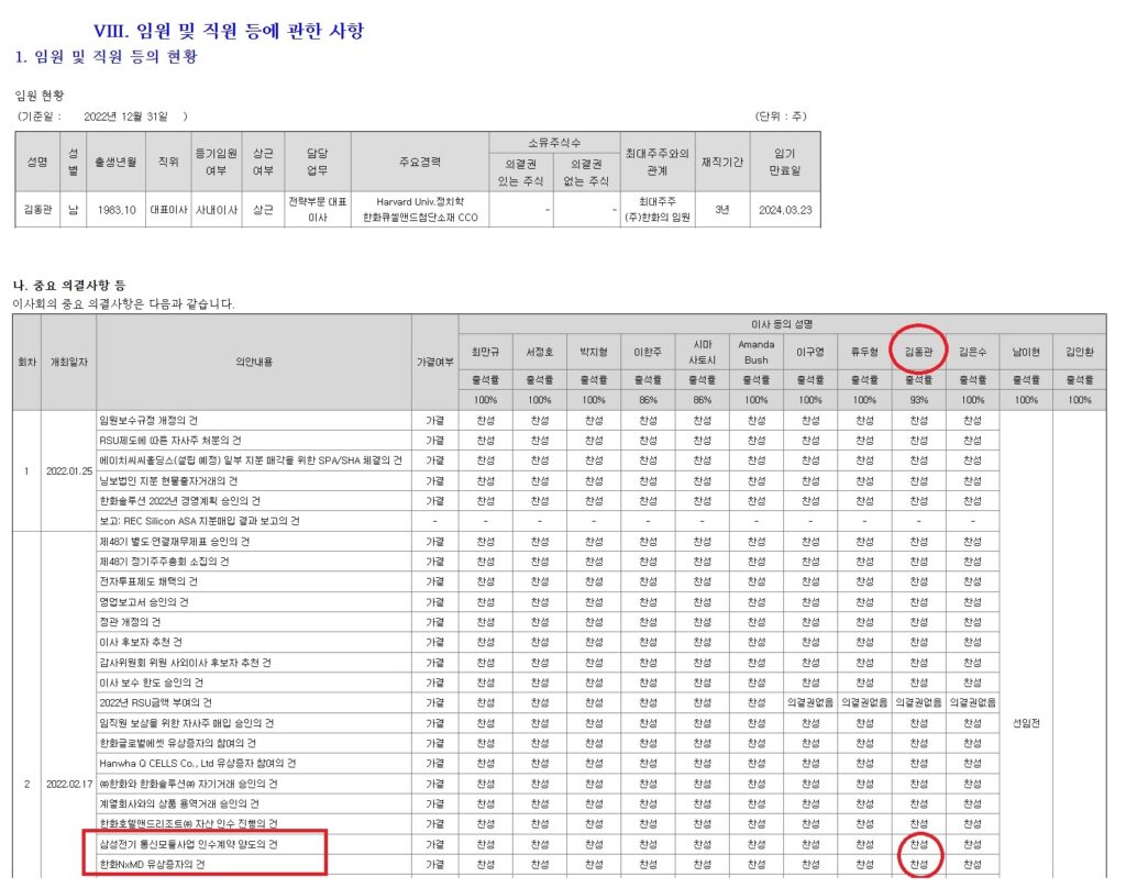 한화솔루션 2022년 사업보고서. 자료=금융감독원 공시시스템