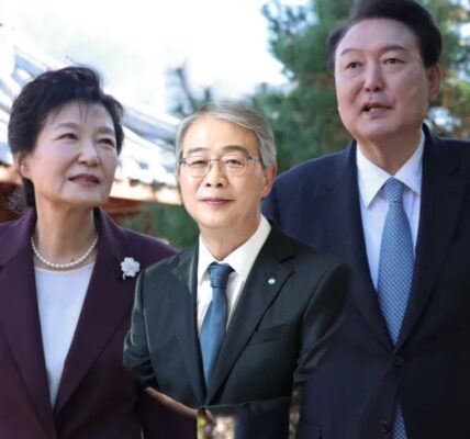 임종룡 우리금융지주 회장(가운데)와 박근혜, 윤석열 전 대통령. (출처=우리금융, 대통령실 제공)