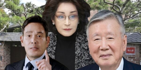 서울 용산구 한남동 단독주택을 배경으로 정용진 신세계그룹 회장(왼쪽), 이명희 신세계그룹 총괄회장(가운데), 이중근 부영그룹 회장(오른쪽)의 사진을 합성한 이미지. 해당 주택은 정 회장이 지난 6일 부영주택에 255억 5,000만 원에 매각했다. (사진=각사 제공 및 네이버 로드뷰)