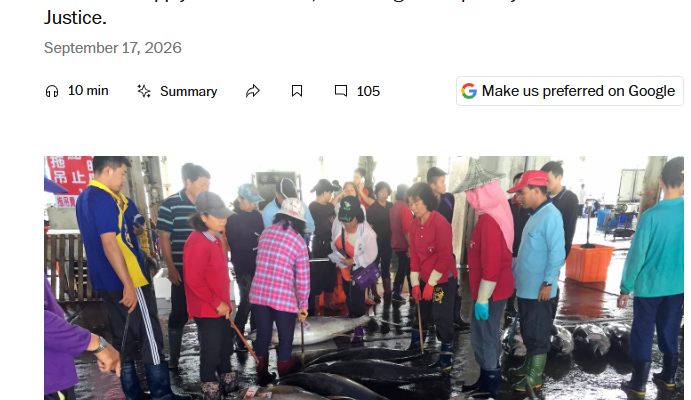 미국 워싱턴포스트가 지난 17일(현지시간) 스타키스트 참치 공급망에서 제기된 강제노동 의혹을 보도하고 있다. 사진은 해당 보도 화면. 사진=워싱턴포스트 홈페이지 캡처
