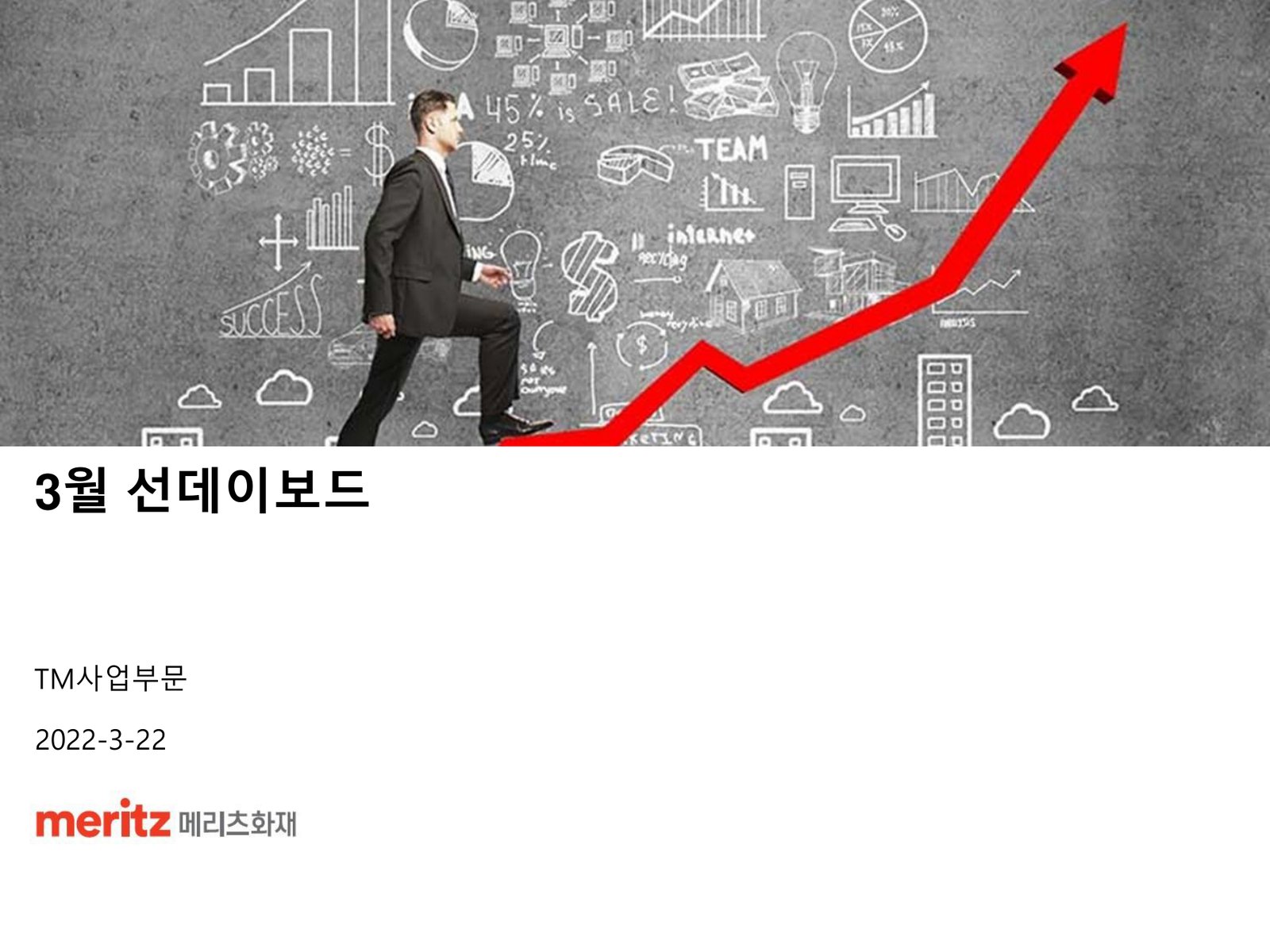 메리츠화재 TM사업부문의 '3월 선데이보드' 보고서 표지. 작성일은 2022년 3월 22일로 적혀 있다. (출처=메리츠화재 내부 보고서)
