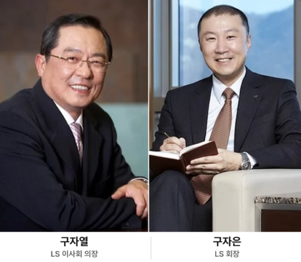 구자열 ㈜LS 이사회 의장(왼쪽)과 구자은 LS그룹 회장. 두 사람은 LS그룹 오너가 2세로, ㈜LS 경영에 참여하고 있다. 사진=LS그룹 제공